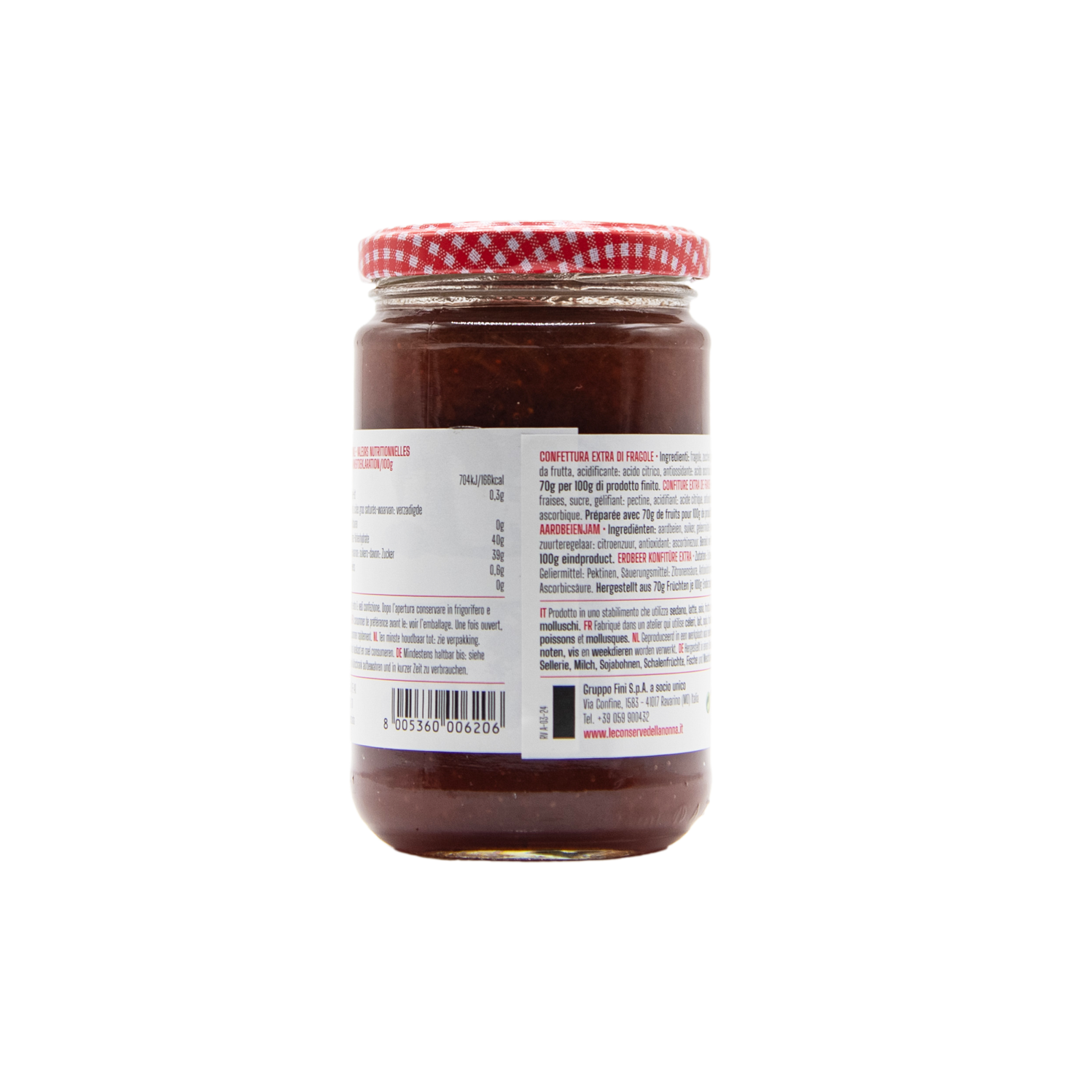 Erdbeerkonfitüre aus italienischen Erdbeeren im 330 Gramm Glas aus dem L'Osteria Shop