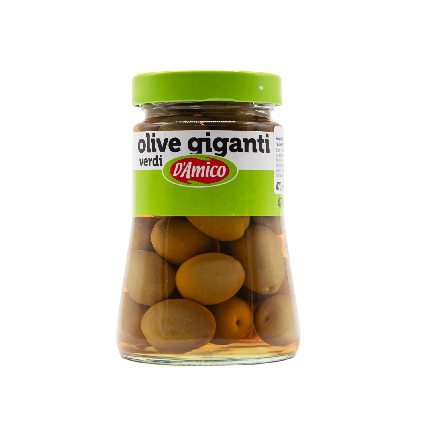 Grüne Riesen Oliven in Salzlake eingelegt im 470 Gramm Glas aus dem L'Osteria Online Shop