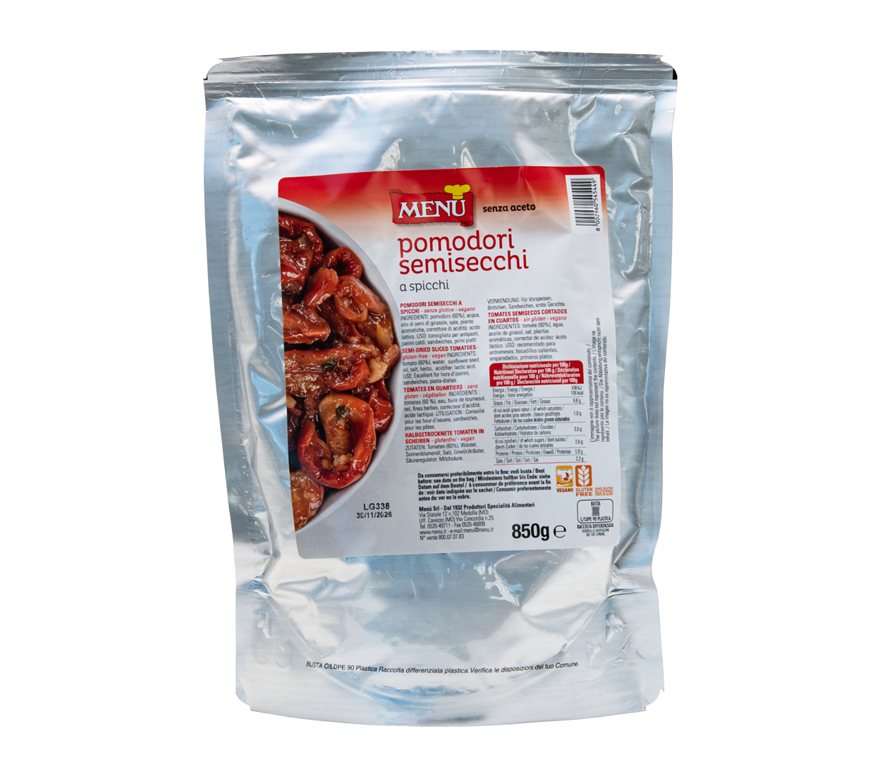 Die 850 Gramm Vorratspackung halbgetrockneter Tomaten aus dem L'Osteria Shop