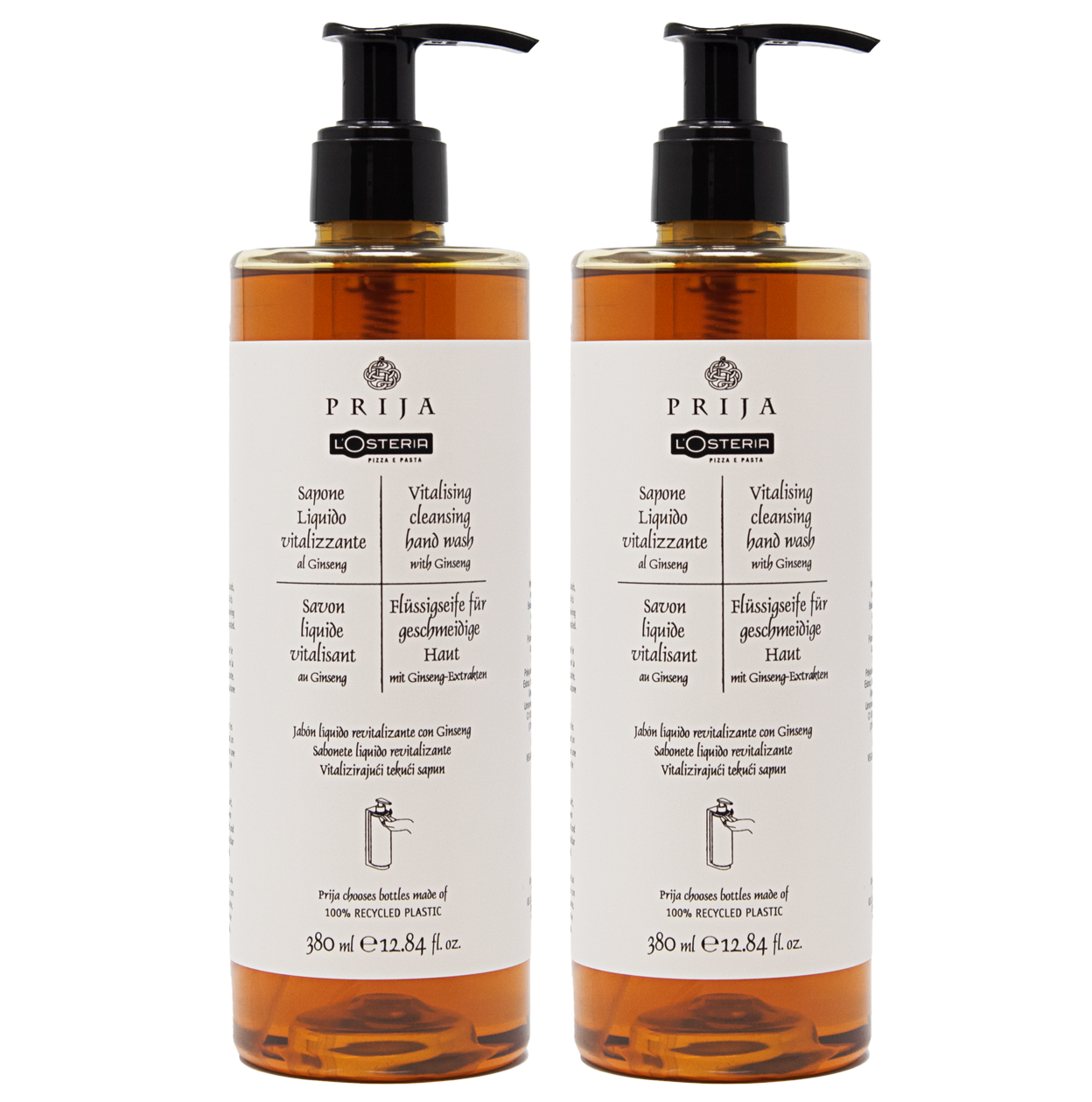 Die Losteria Seife Prija in der 380ml Flasche im Doppelpack inklusive Pumpspender