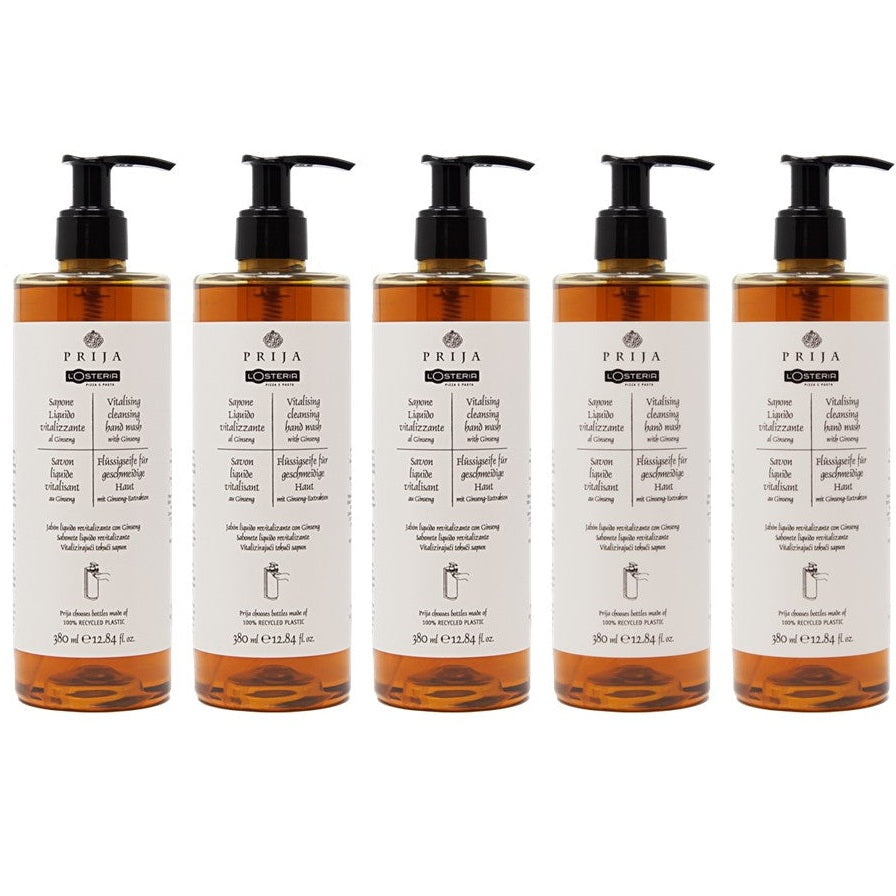 Die Losteria Seife Prija in der 380ml Flasche im 5er Vorteilspack inklusive Pumpspender