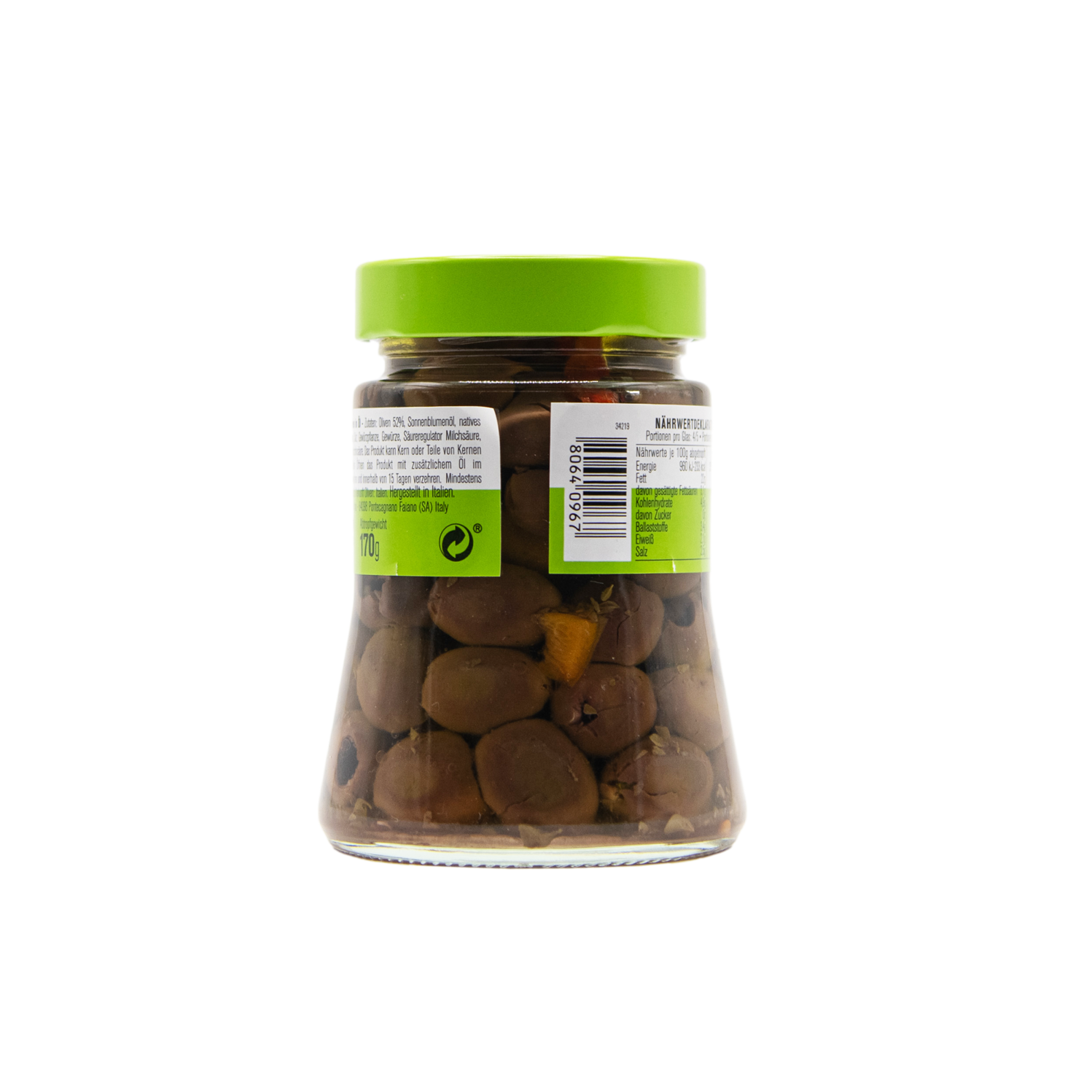 Eingelegte Oliven nach neapolitanischer Art in Öl im 280 Gramm Glas aus dem L'Osteria Shop