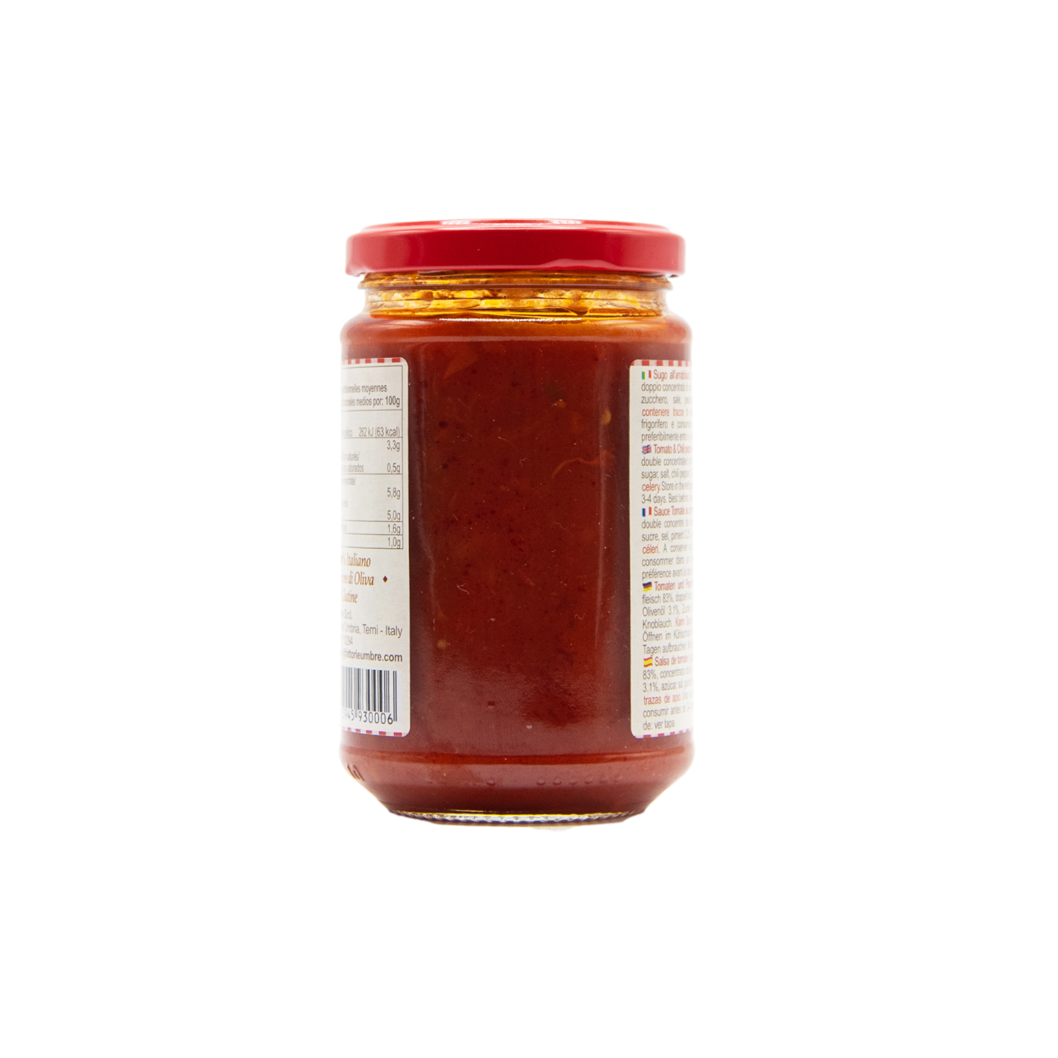 Tomatensauce alla Arrabbiata mit Peperoni im 280 Gramm Glass aus dem L'Osteria Shop