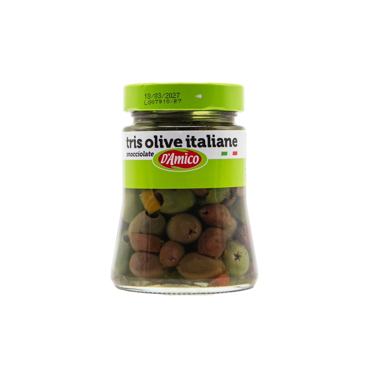 Trio aus entsteinten Oliven eingelegt in Öl im 280 Gramm Glas aus dem L'Osteria Shop