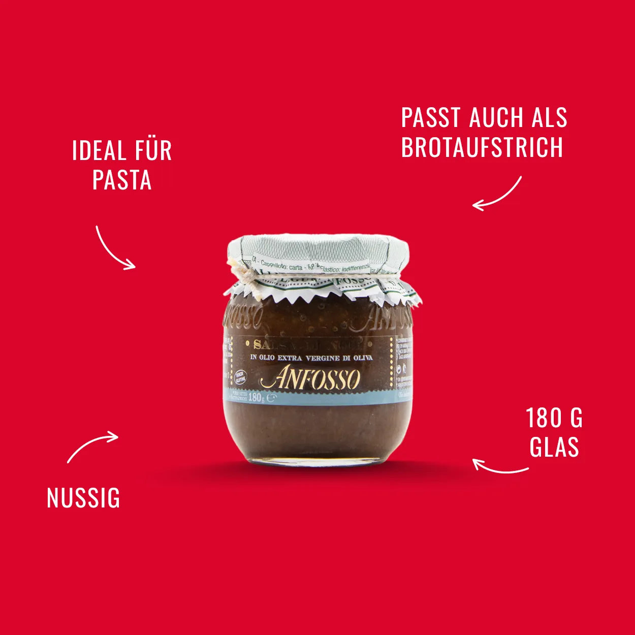 ANFOSSO Haselnuss Sauce Salsa di Noci 180 g