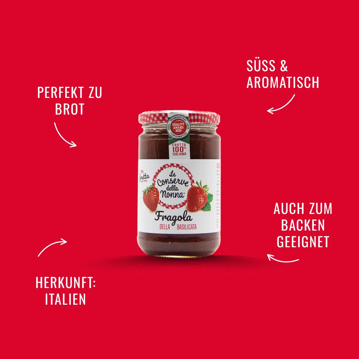 Le conserve della nonna Ital. Erdbeerkonfitüre Extra 330 g