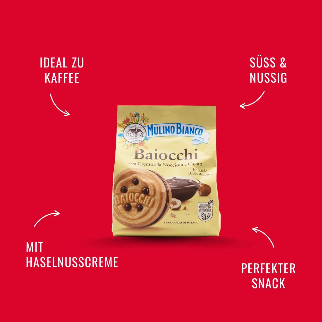 Mulino Bianco Baiocchi Keks mit Haselnusscreme 260g