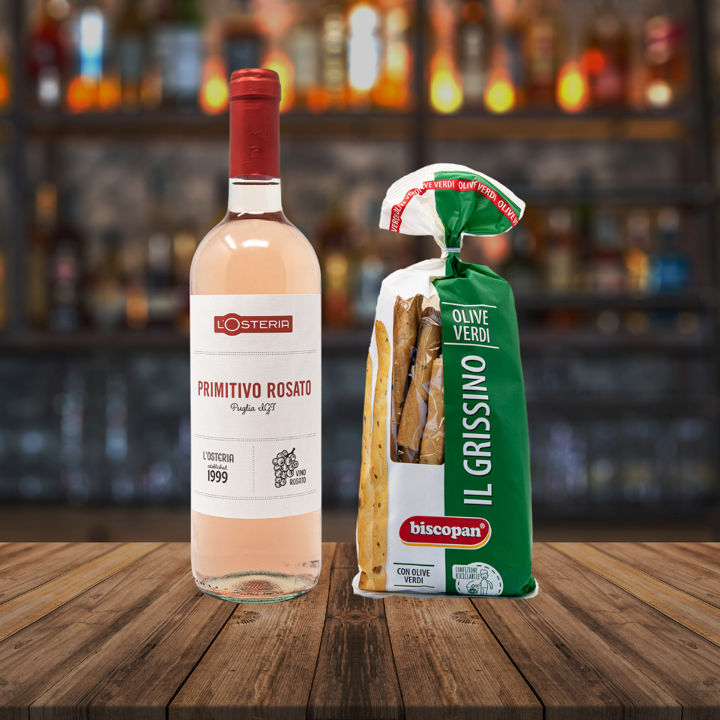 PRIMITIVO ROSATO DI PUGLIA & Grissino Olive