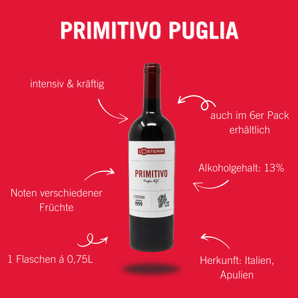 PRIMITIVO PUGLIA IGT L'OSTERIA (1 Fl., á 0,75l)