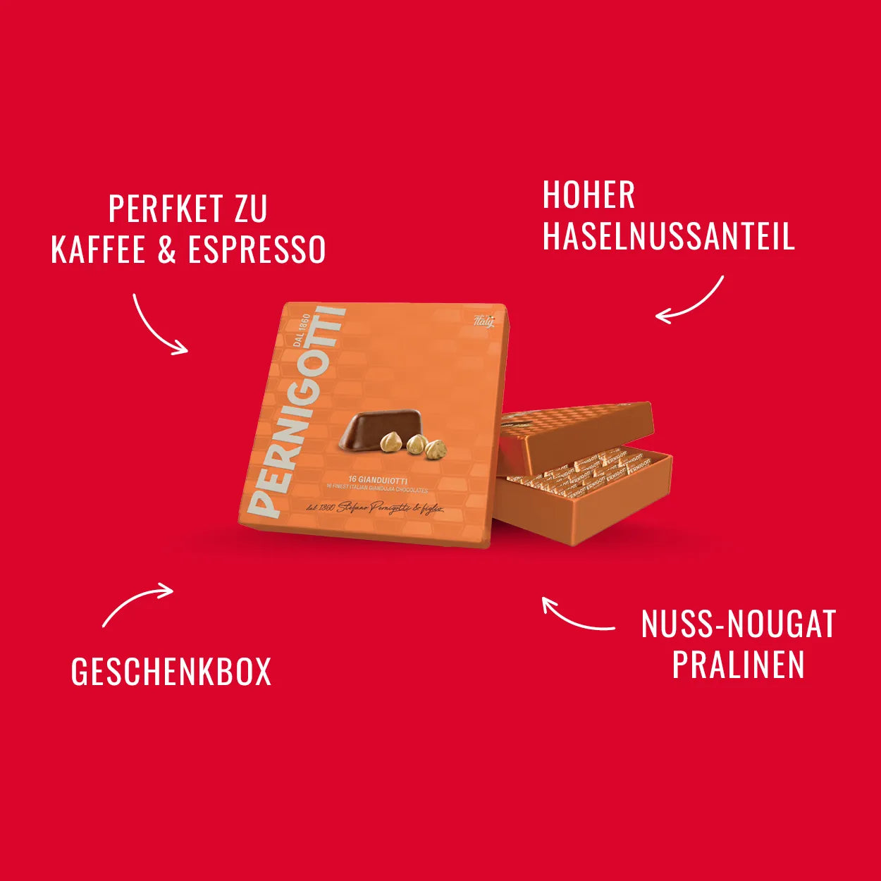 Praline di Cioccolato nocciola Gianduja Geschenkbox