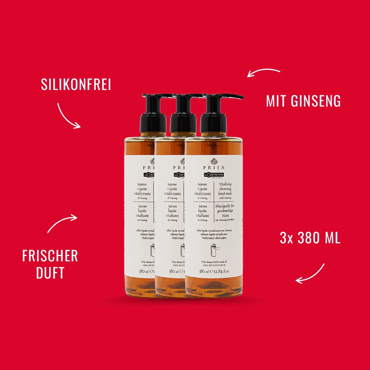Prija Flüssigseife mit Ginseng, 3er Set