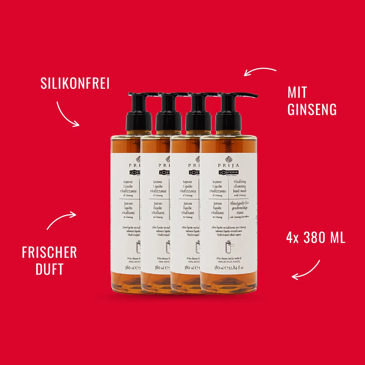 Prija Flüssigseife mit Ginseng, 4er Set