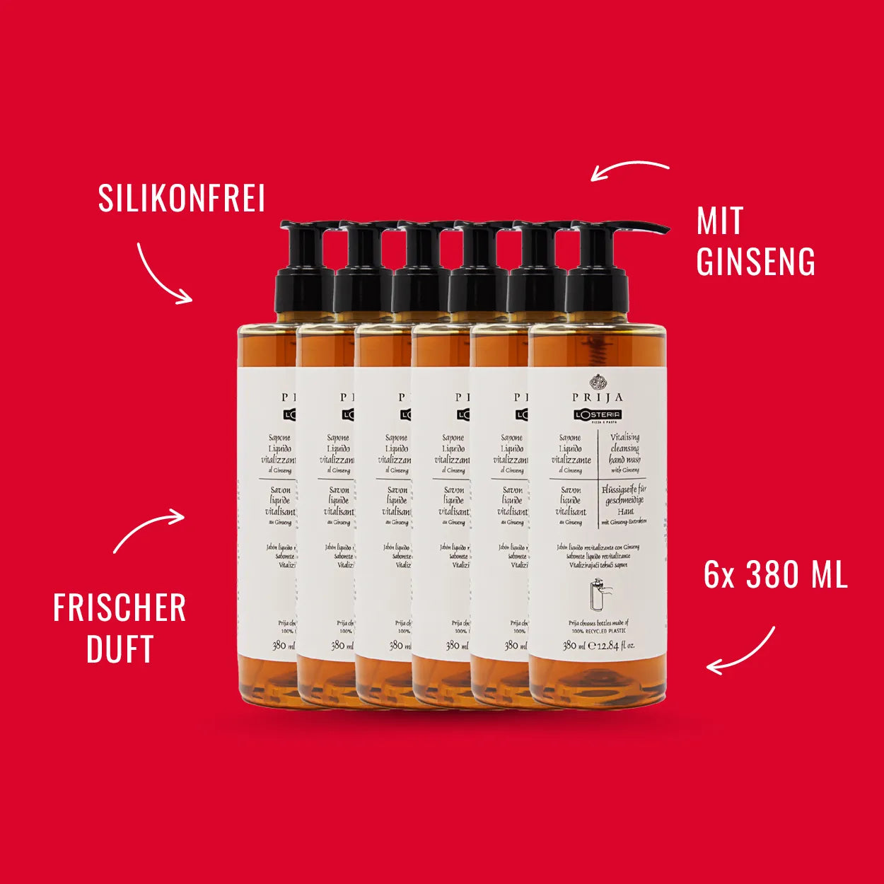 Prija Flüssigseife mit Ginseng, 6er Set