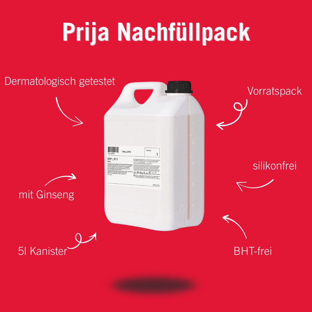 Prija Flüssigseife mit Ginseng Nachfüllpack 5 L. (Etikett: Shower Gel & Shampoo)