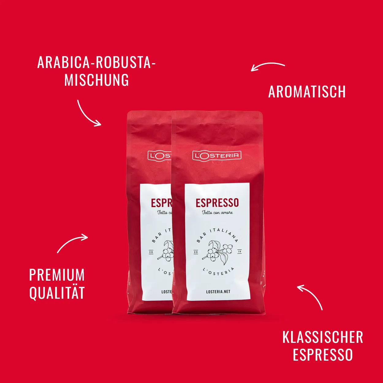 L'Osteria Espresso Vorteilspack 2 x 1 Kg