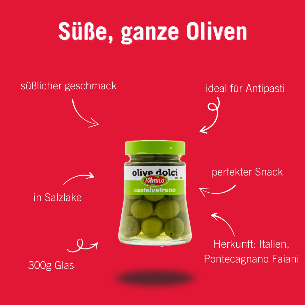 Süße, ganze Oliven in Salzlake 300gr