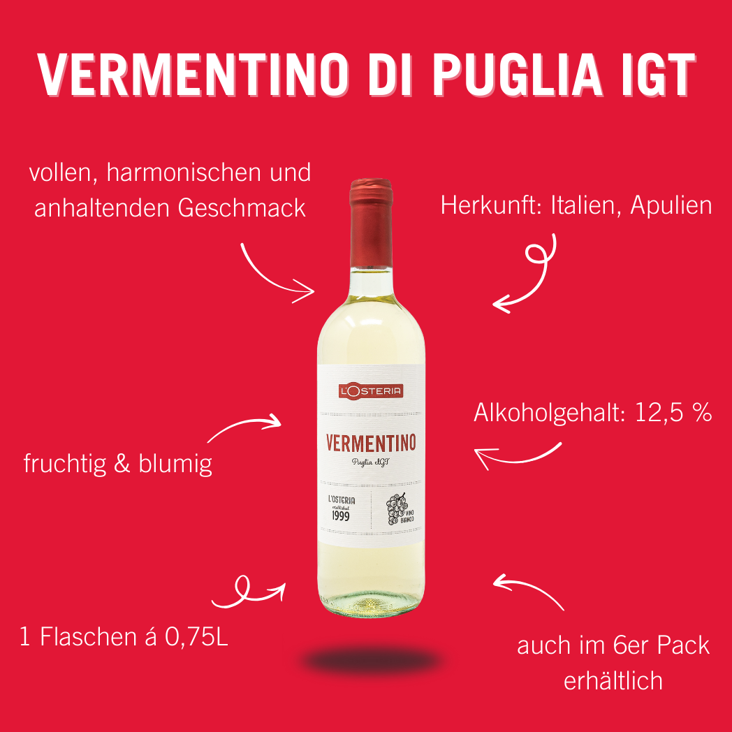 VERMENTINO DI PUGLIA IGT L'OSTERIA (1 Fl., á 0,75l)