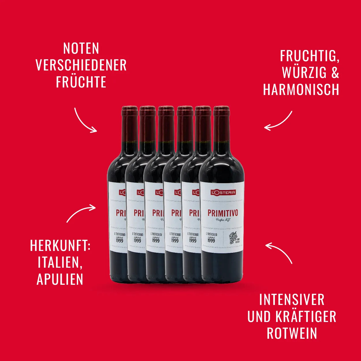L'Osteria Primitivo Puglia, 6 Fl. | alc. 13%