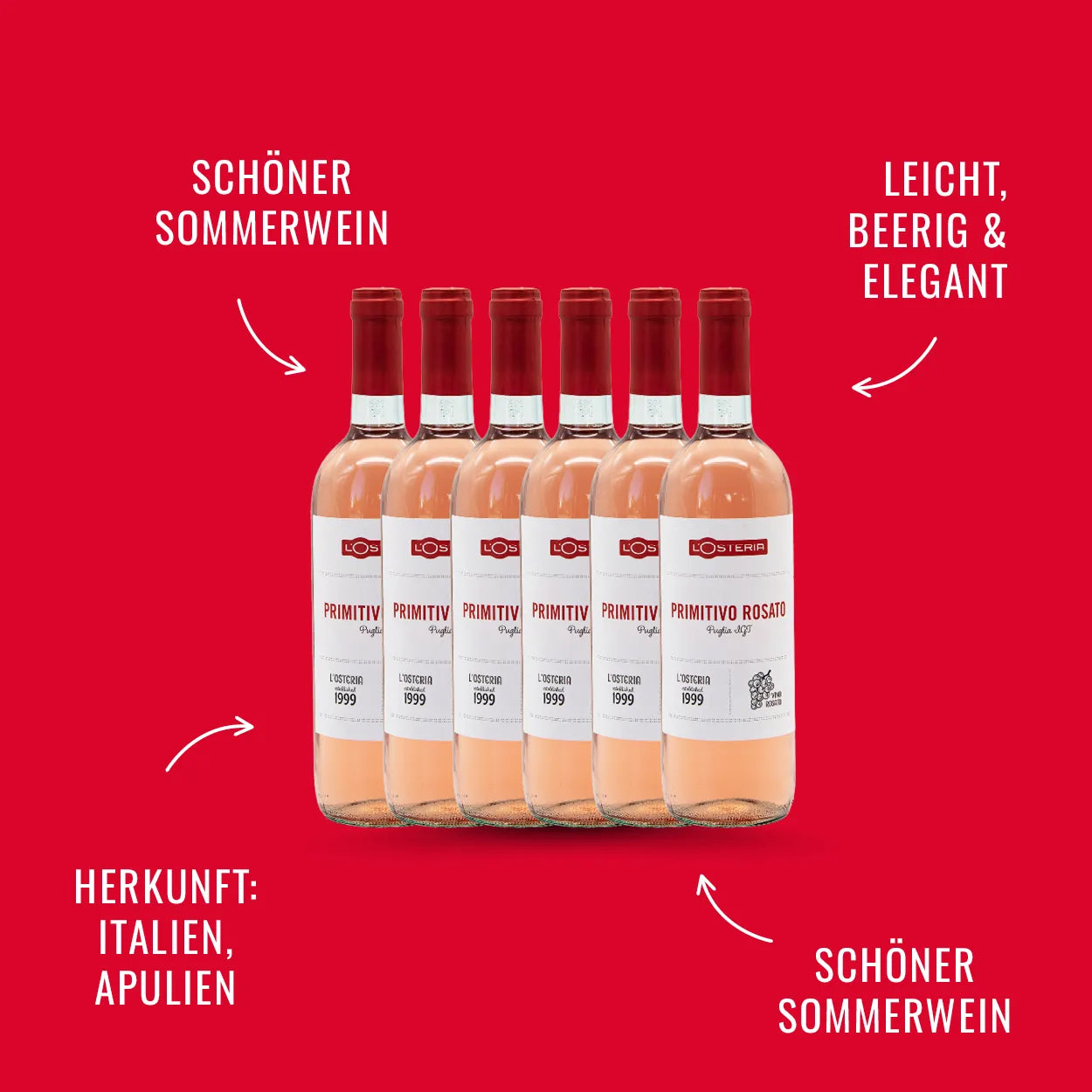 L'Osteria Primitivo Rosato Di Puglia IGT, 6 Fl. | alc. 12%