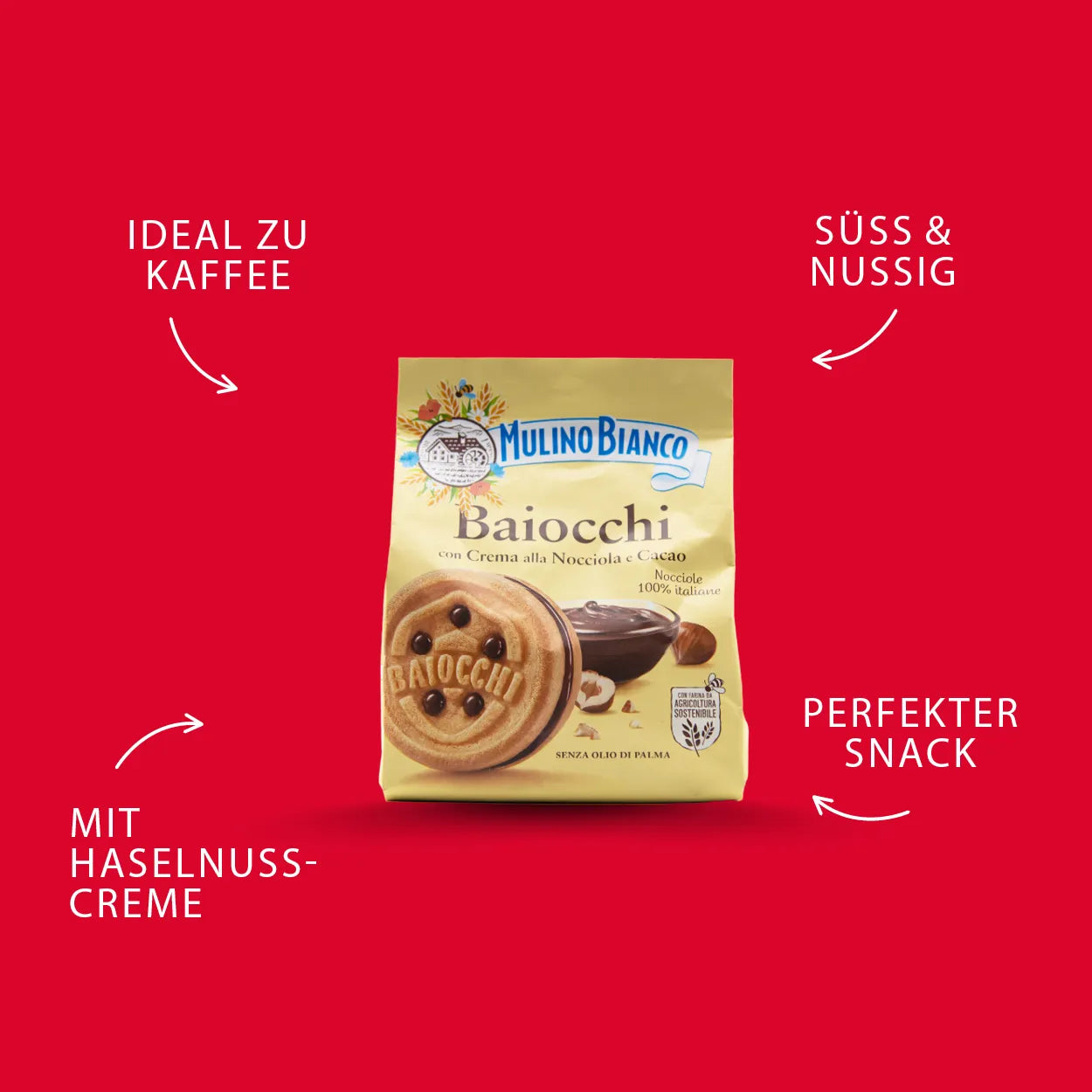 Mulino Bianco Baiocchi Keks mit Haselnusscreme 260g