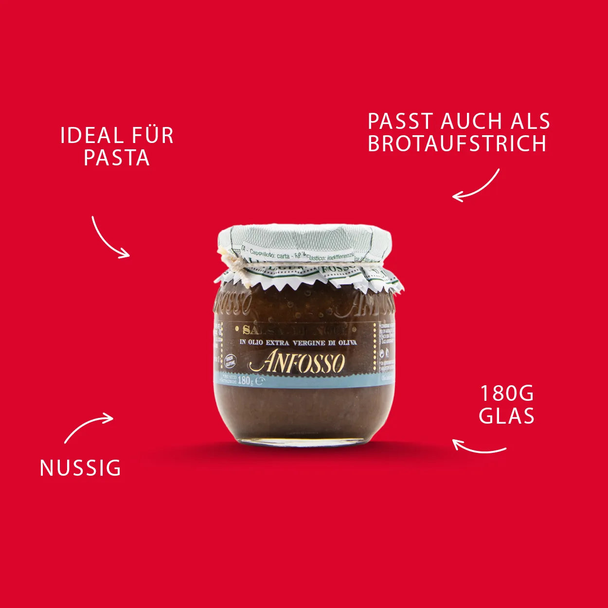 ANFOSSO Haselnuss Sauce Salsa di Noci 180 g