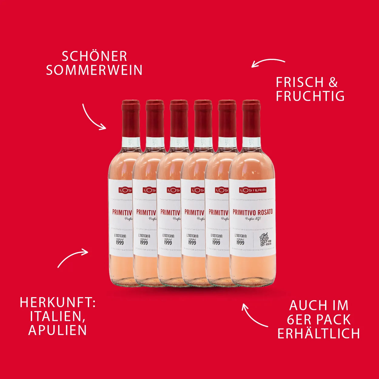 L'Osteria Primitivo Rosato Di Puglia IGT, 6 Fl. | alc. 12%