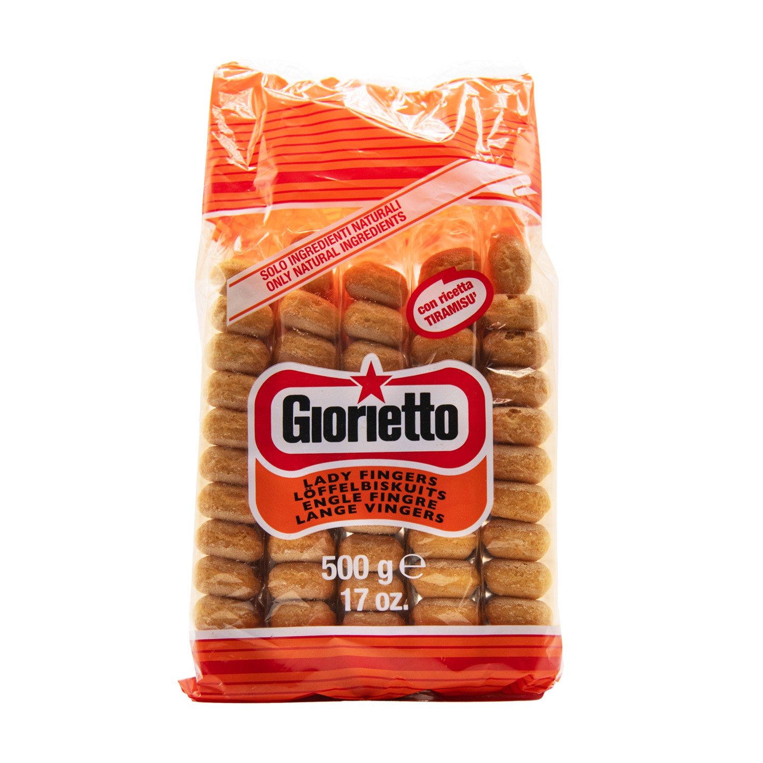 Löffelbiskuits in der 500 Gram Packung mit Tiramisu-Rezept im L'Osteria Shop