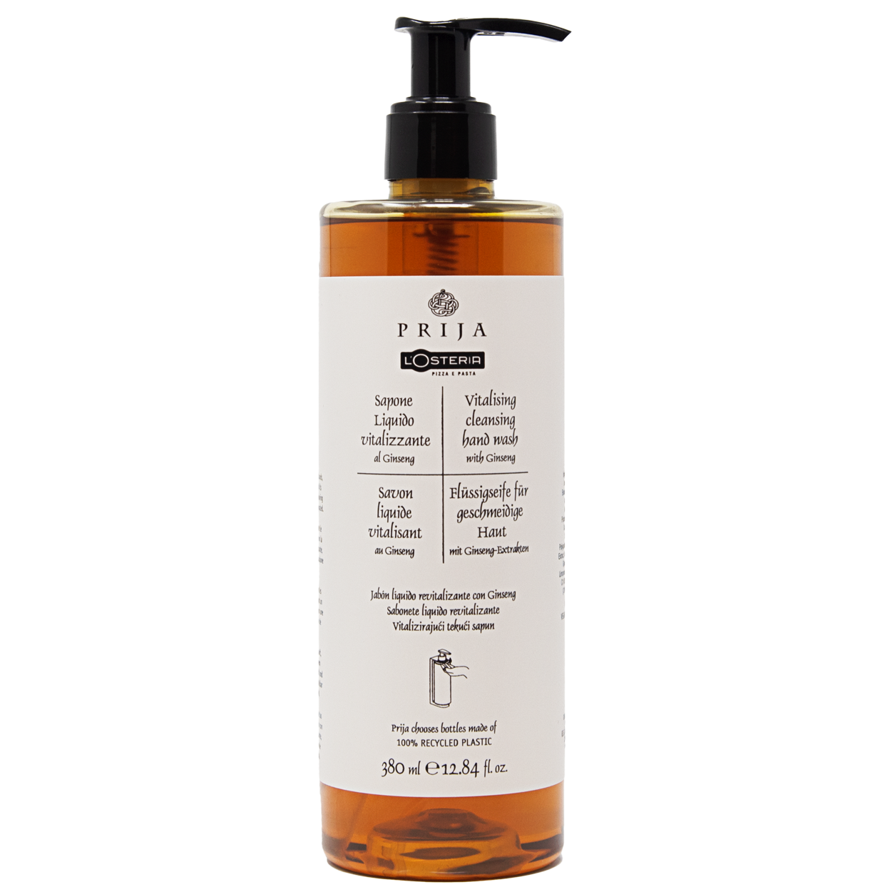 Die Losteria Seife Prija in der 380ml Flasche inklusive Pumpspender