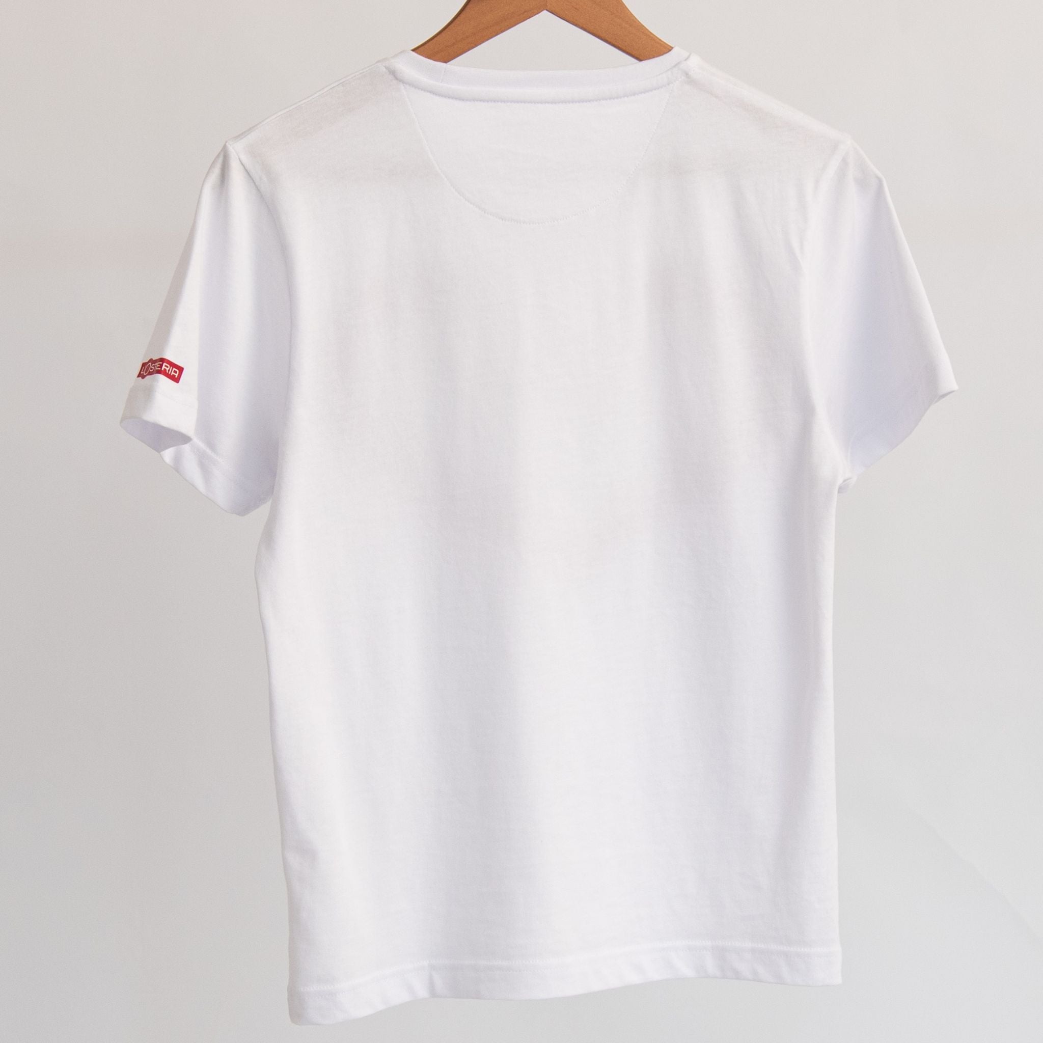 Das weiße T-Shirt Garnelenherz aus der Pizza Kollektion der L'Osteria