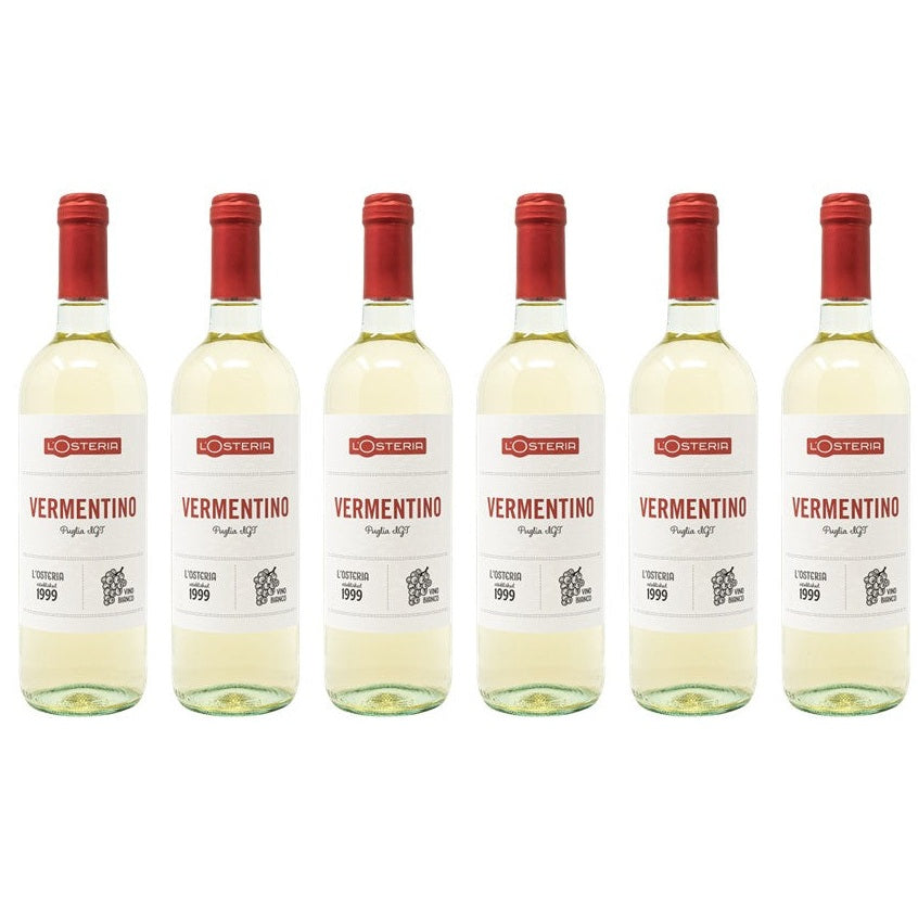 Der Weisswein Vermentino die Puglia in der 750ml Flasche im 6er Vorteilspack von L'Osteria