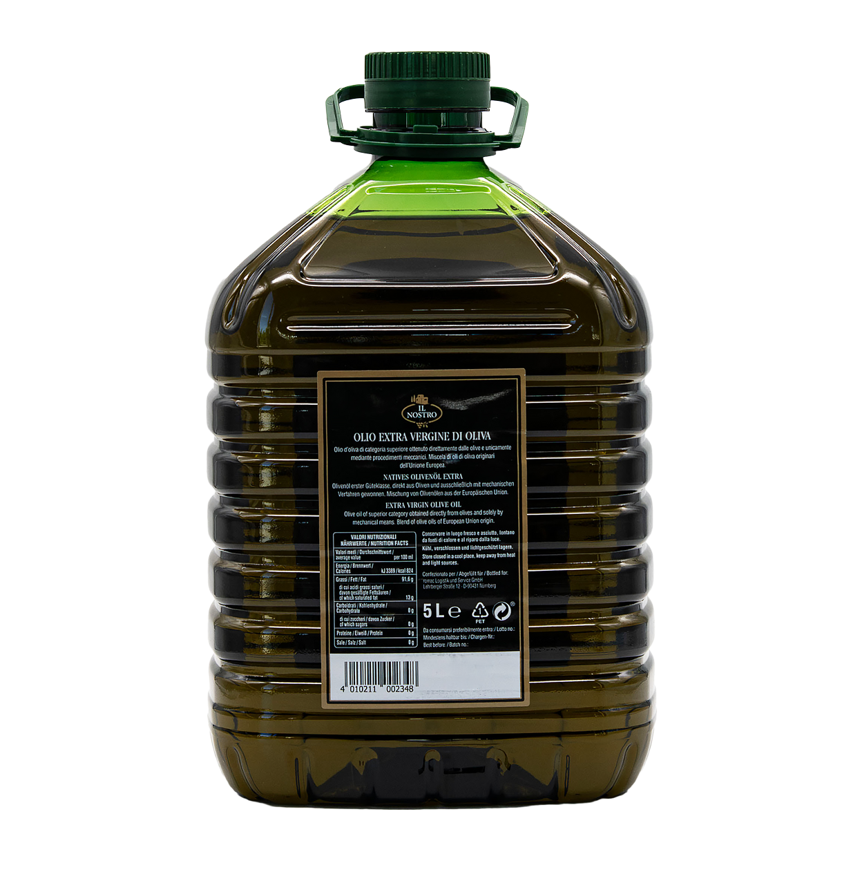 Inhaltsstoffe des extra nativen Olivenöls in der 5 Liter Vorratspackung aus dem L'Osteria Shop