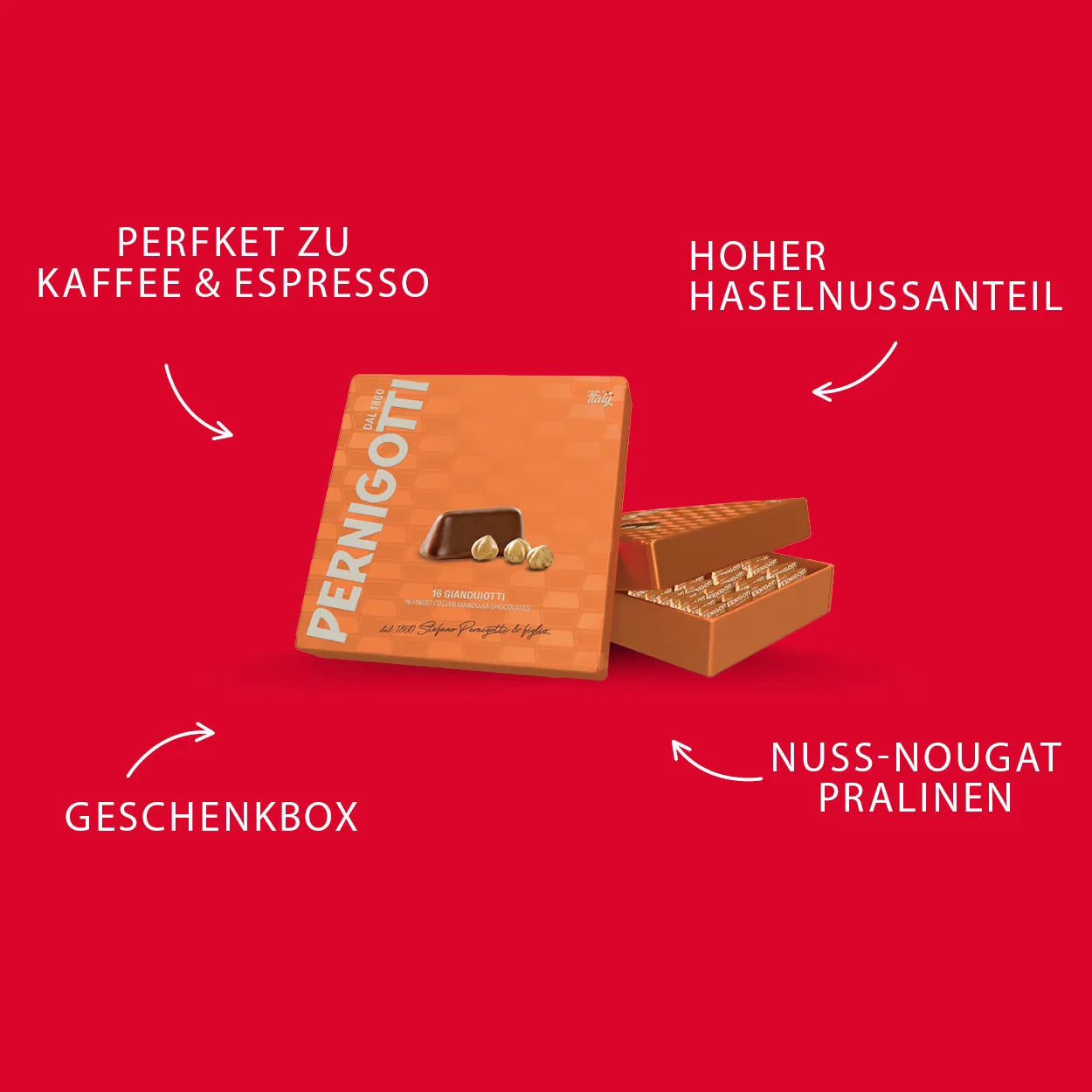 Praline di Cioccolato nocciola Gianduja Geschenkbox