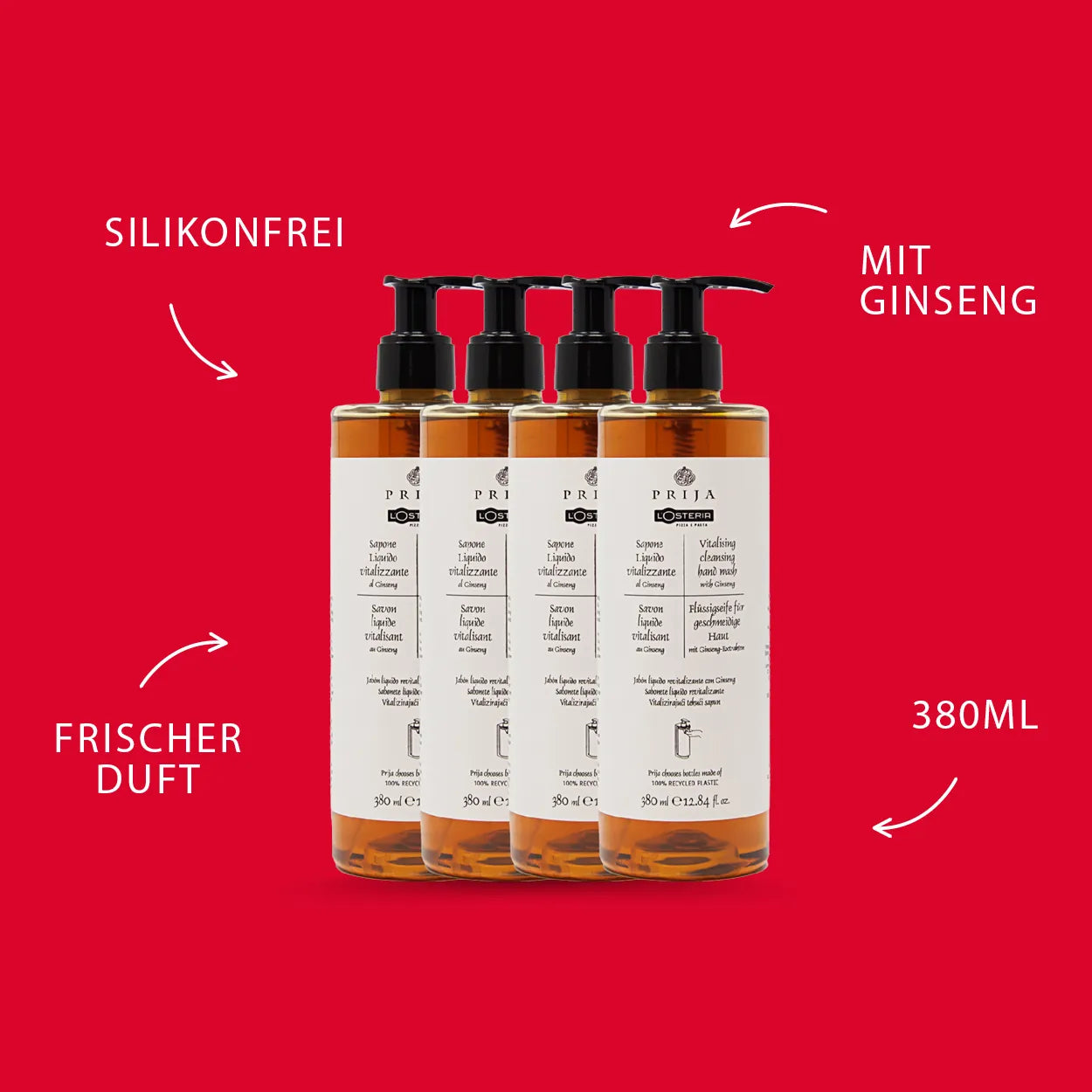 Prija Flüssigseife mit Ginseng, 4er Set
