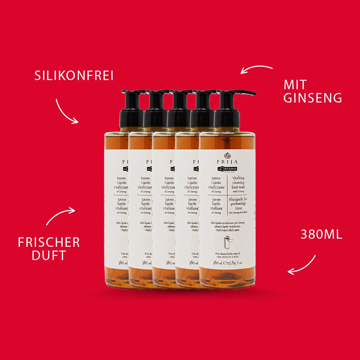 Prija Flüssigseife mit Ginseng, 5er Set