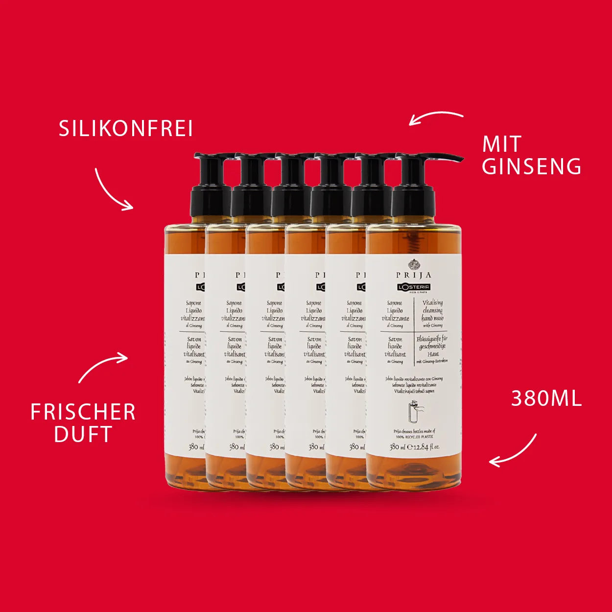 Prija Flüssigseife mit Ginseng, 6er Set