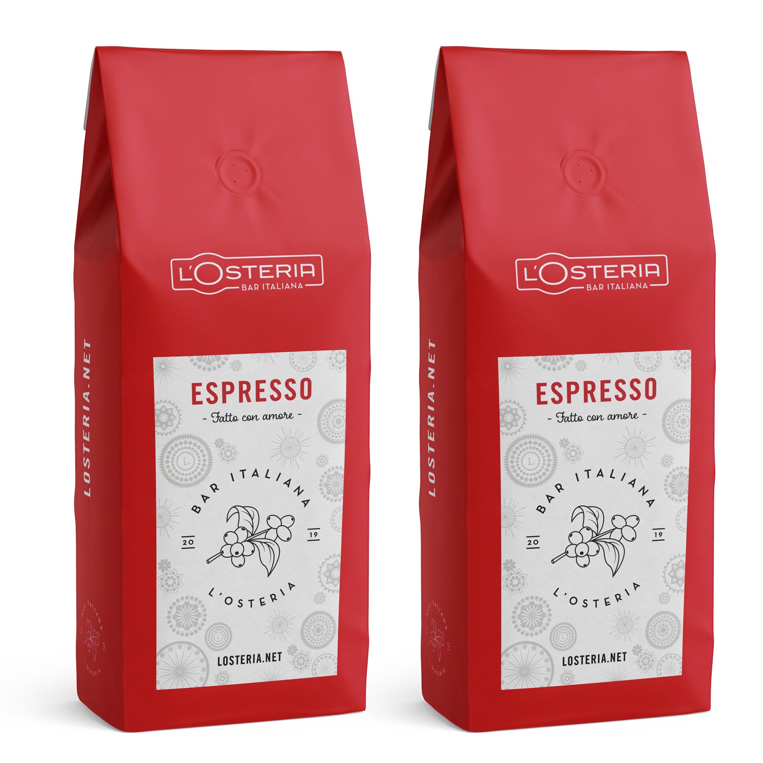 Losteria Kaffee Espresso-Bohnen im 1Kg Vorteilspack im Doppelpack von L'Osteria