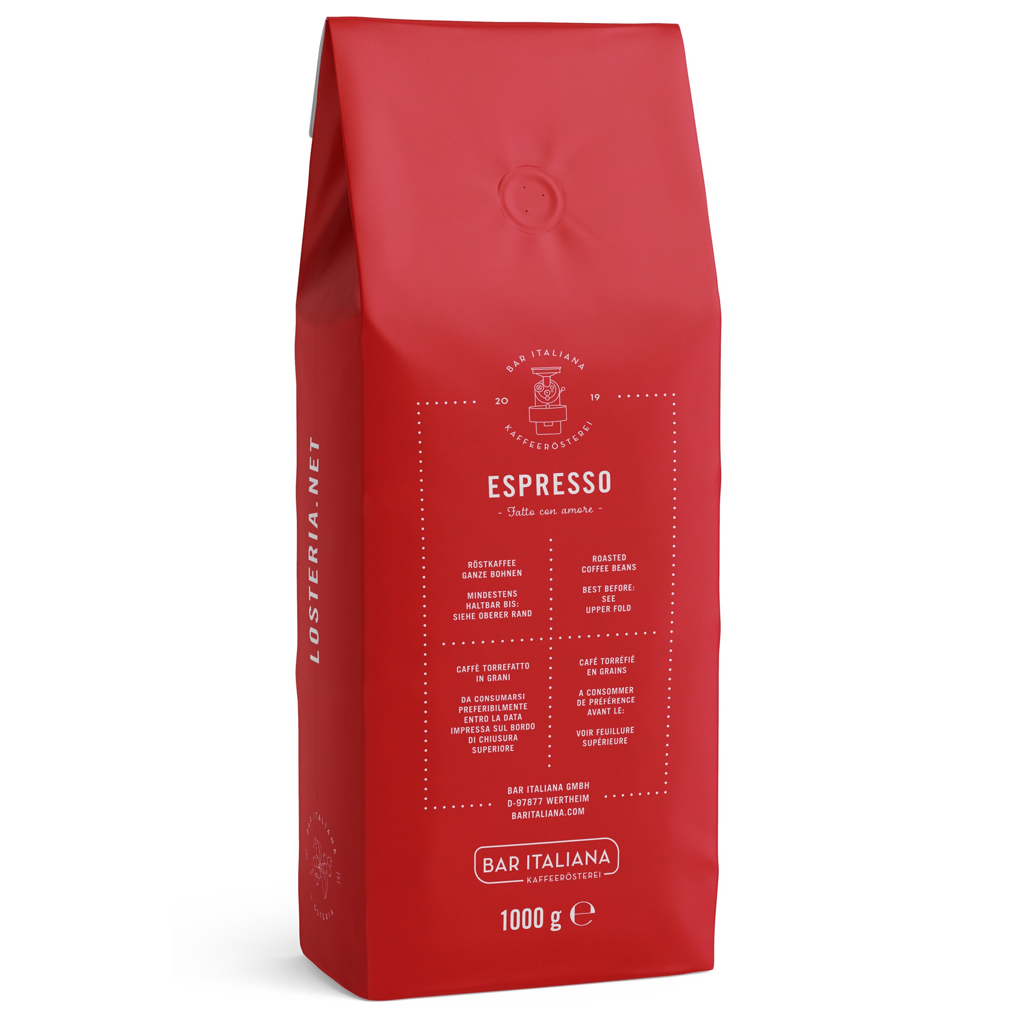 Losteria Kaffee Espresso-Bohnen im 1Kg Vorteilspack im Doppelpack von L'Osteria